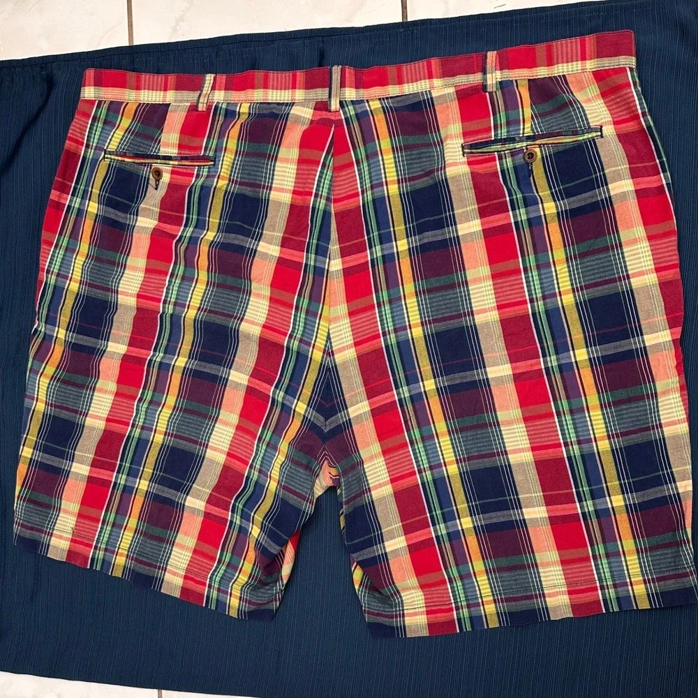 Vtg Polo Ralph Lauren Big Prospect Short Mens 54 Plaid Madras Chino 90s Y2K